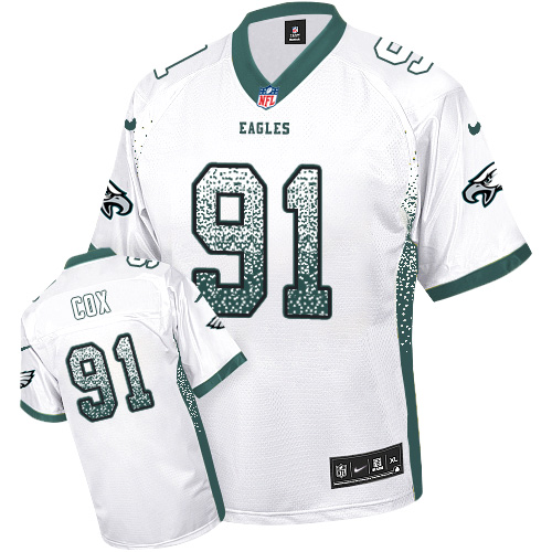 Nike Eagles #91 Fletcher Cox White Men's Stitched NFL Elite Drift Fashion Jersey - Click Image to Close